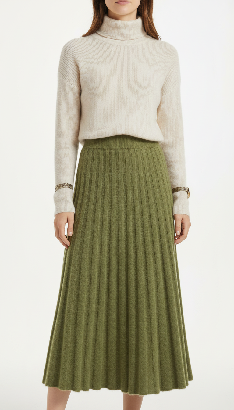 OURYE Women's Knit Pleated Skirt - A Line