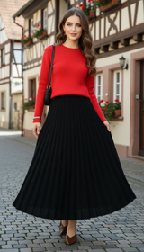 OURYE Women's Knit Pleated Skirt - A Line