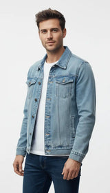 OURYE men's slim-fit denim jacket