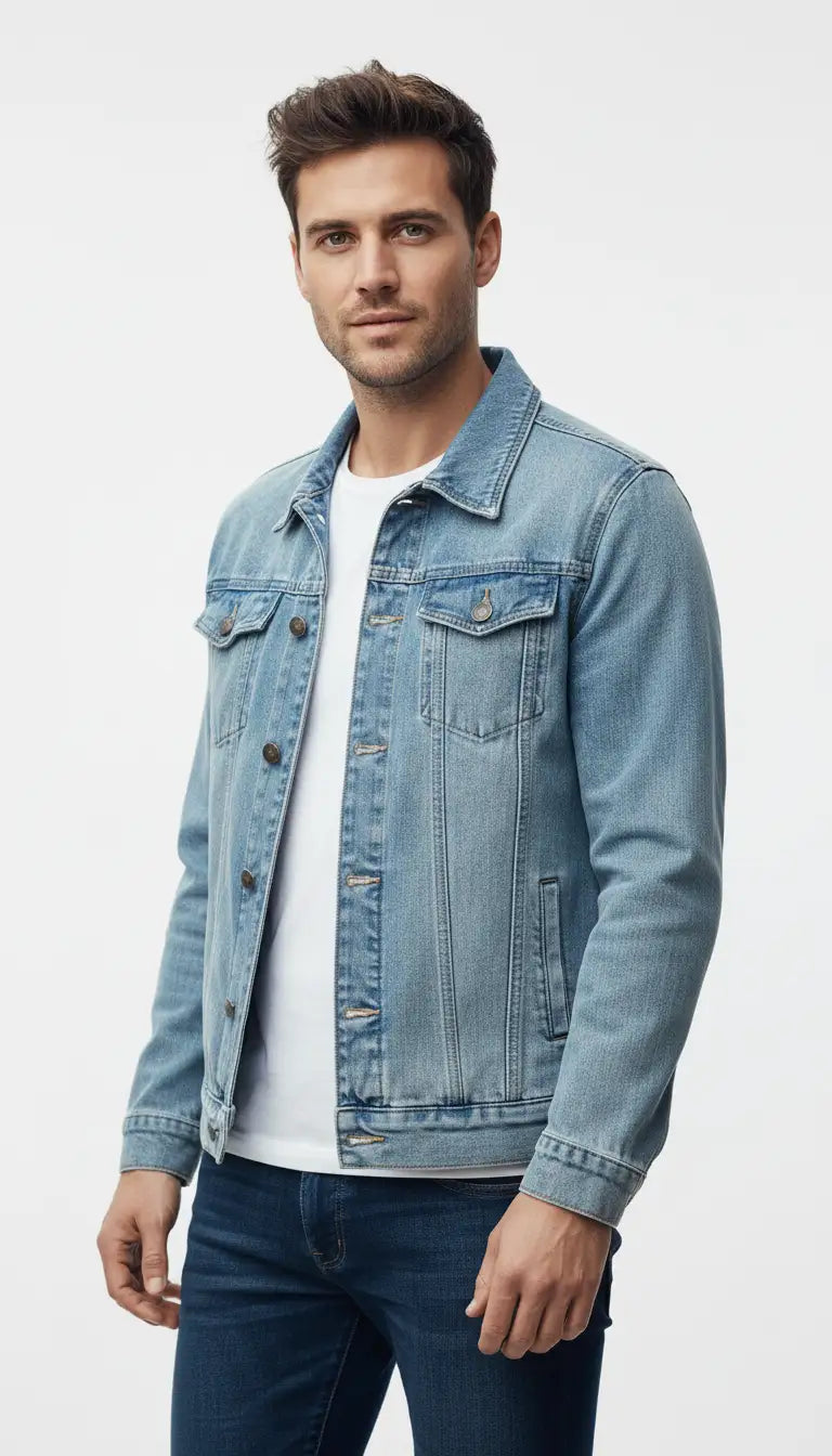 OURYE men's slim-fit denim jacket