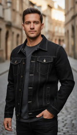 OURYE men's slim-fit denim jacket