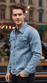 OURYE men's slim-fit denim jacket