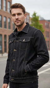 OURYE men's slim-fit denim jacket