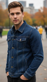 OURYE men's slim-fit denim jacket