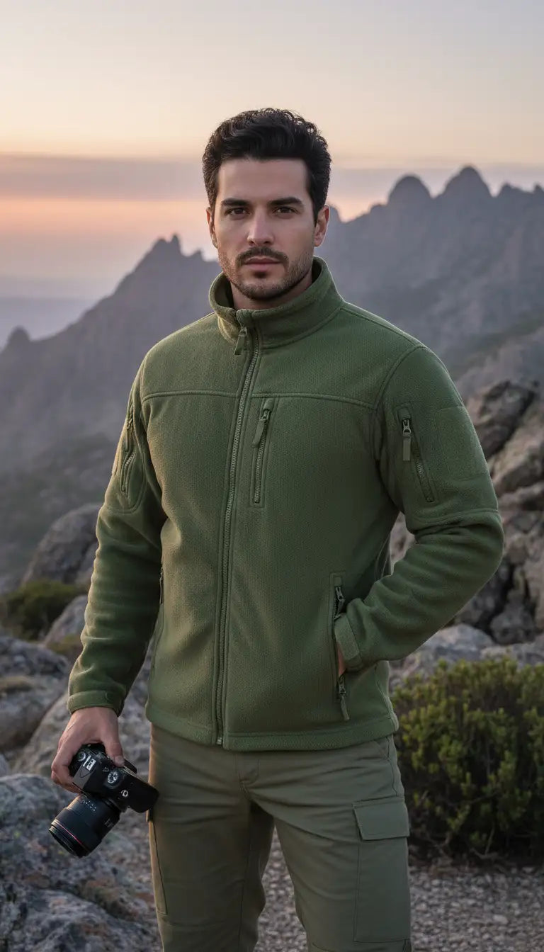 OURYE men's fleece zip jacket in green