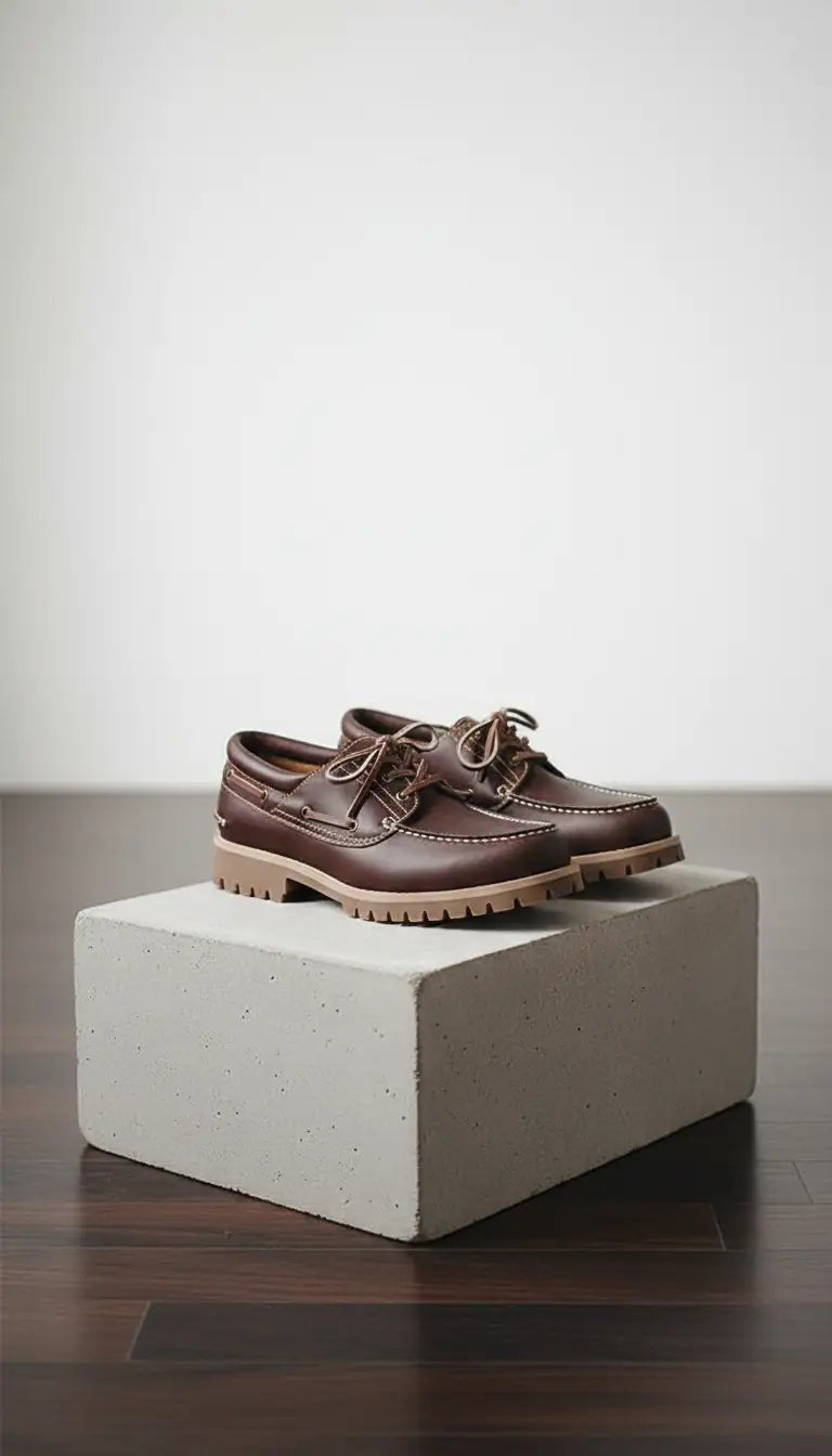 OURYE men's leather-look boat shoes