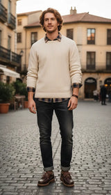 OURYE men's leather-look boat shoes