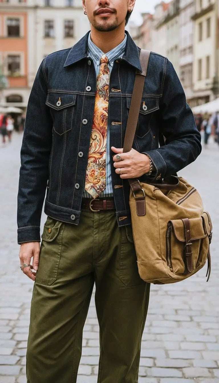 OURYE men's selvedge denim trucker jacket