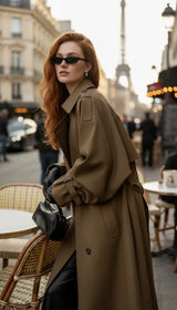 OURYE women's double-breasted trench coat in khaki
