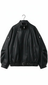 OURYE women's faux leather moto jacket in black