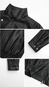 OURYE women's faux leather moto jacket in black