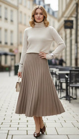 OURYE women's knit pleated A-line skirt