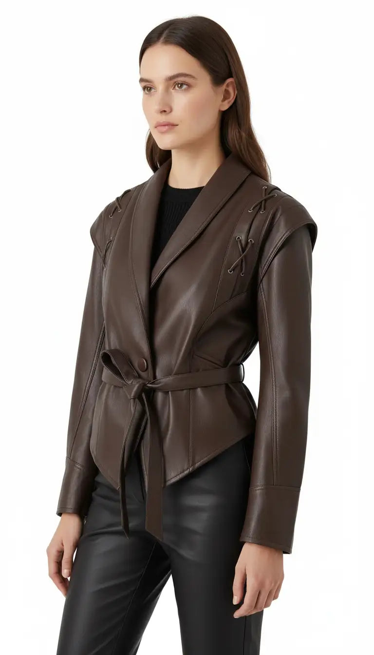 OURYE women's oversized faux leather jacket
