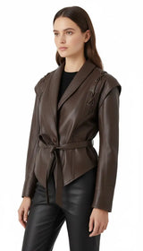 OURYE women's oversized faux leather jacket