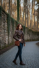 OURYE women's oversized faux leather jacket