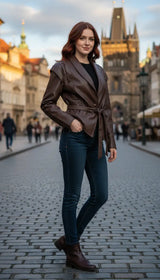 OURYE women's oversized faux leather jacket