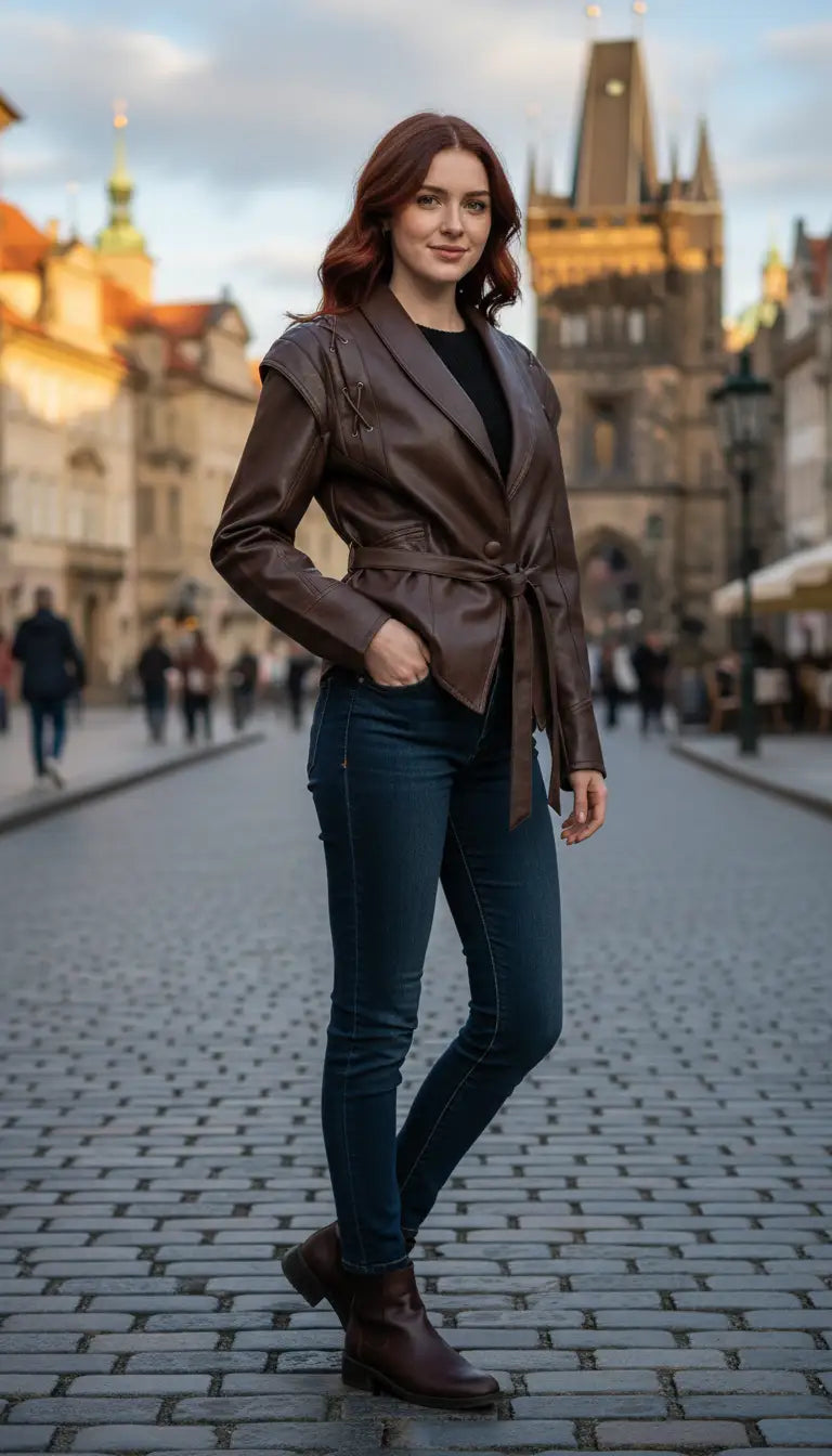 OURYE women's oversized faux leather jacket