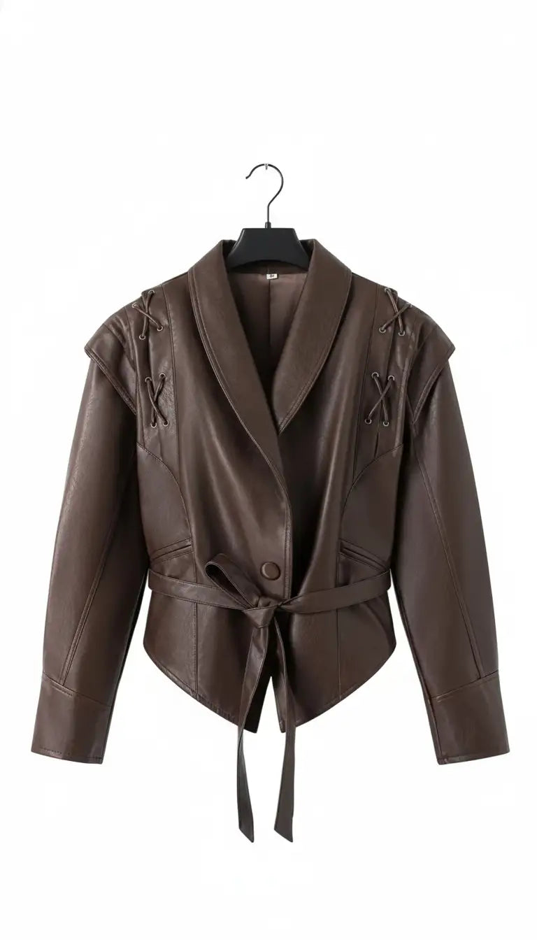 OURYE women's oversized faux leather jacket