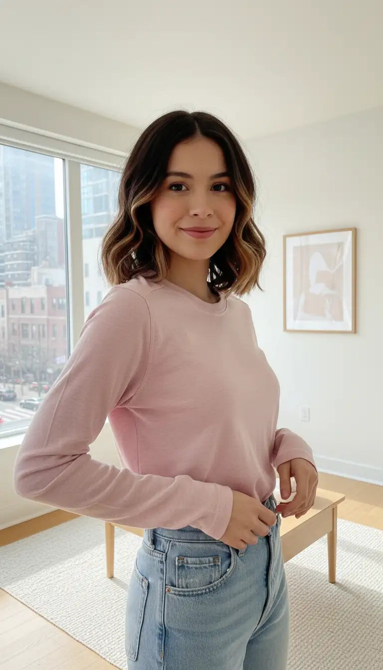 OURYE women's ribbed knit top in coffee