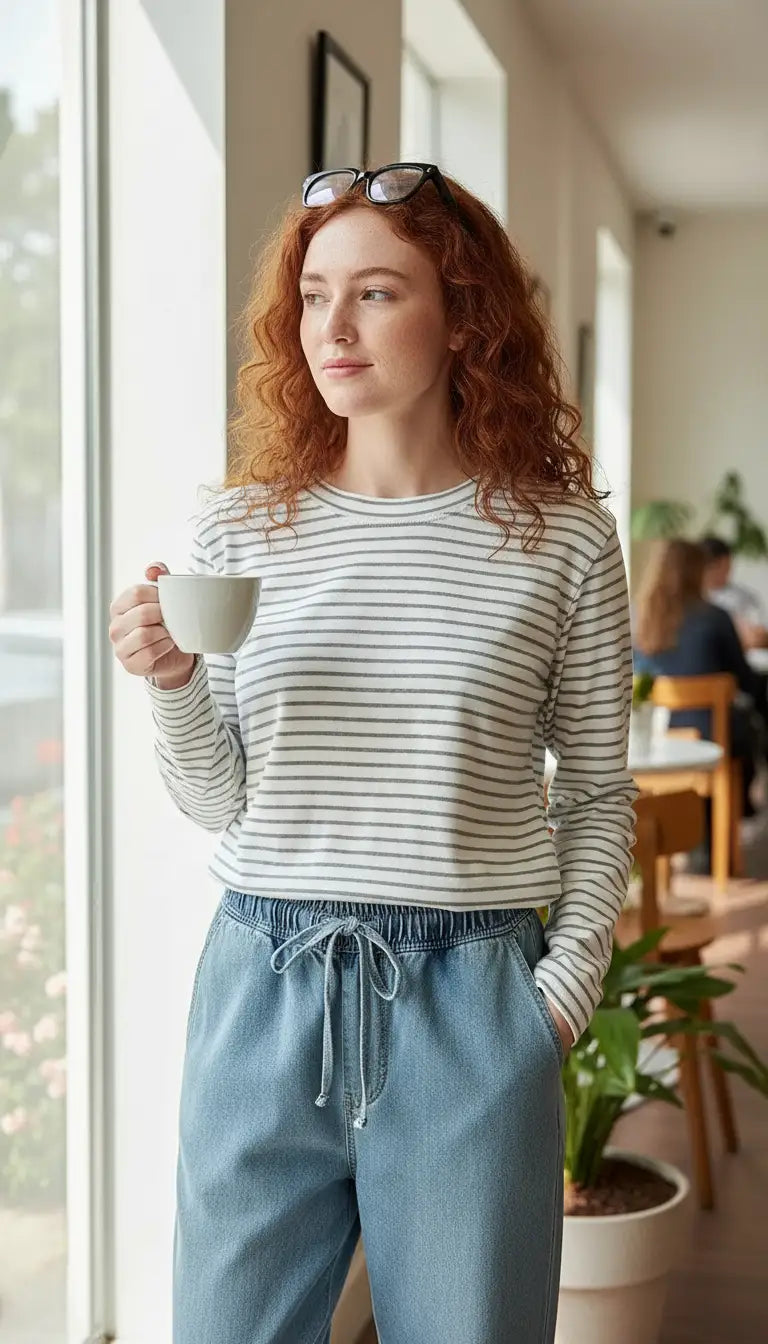 OURYE women's ribbed knit top in coffee