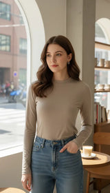 OURYE women's ribbed knit top in coffee