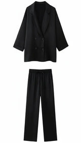 Women's 2-Piece Suit Set - Double Breasted V-Neck - Image 8