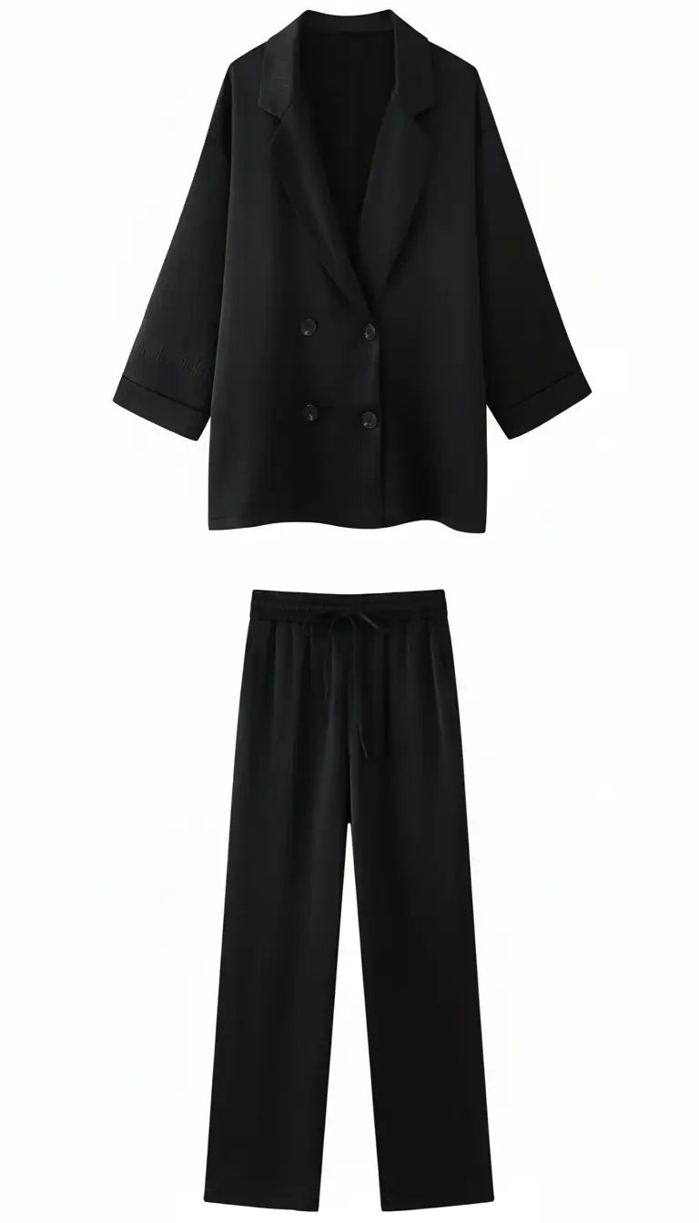 Women's 2-Piece Suit Set - Double Breasted V-Neck - Image 8