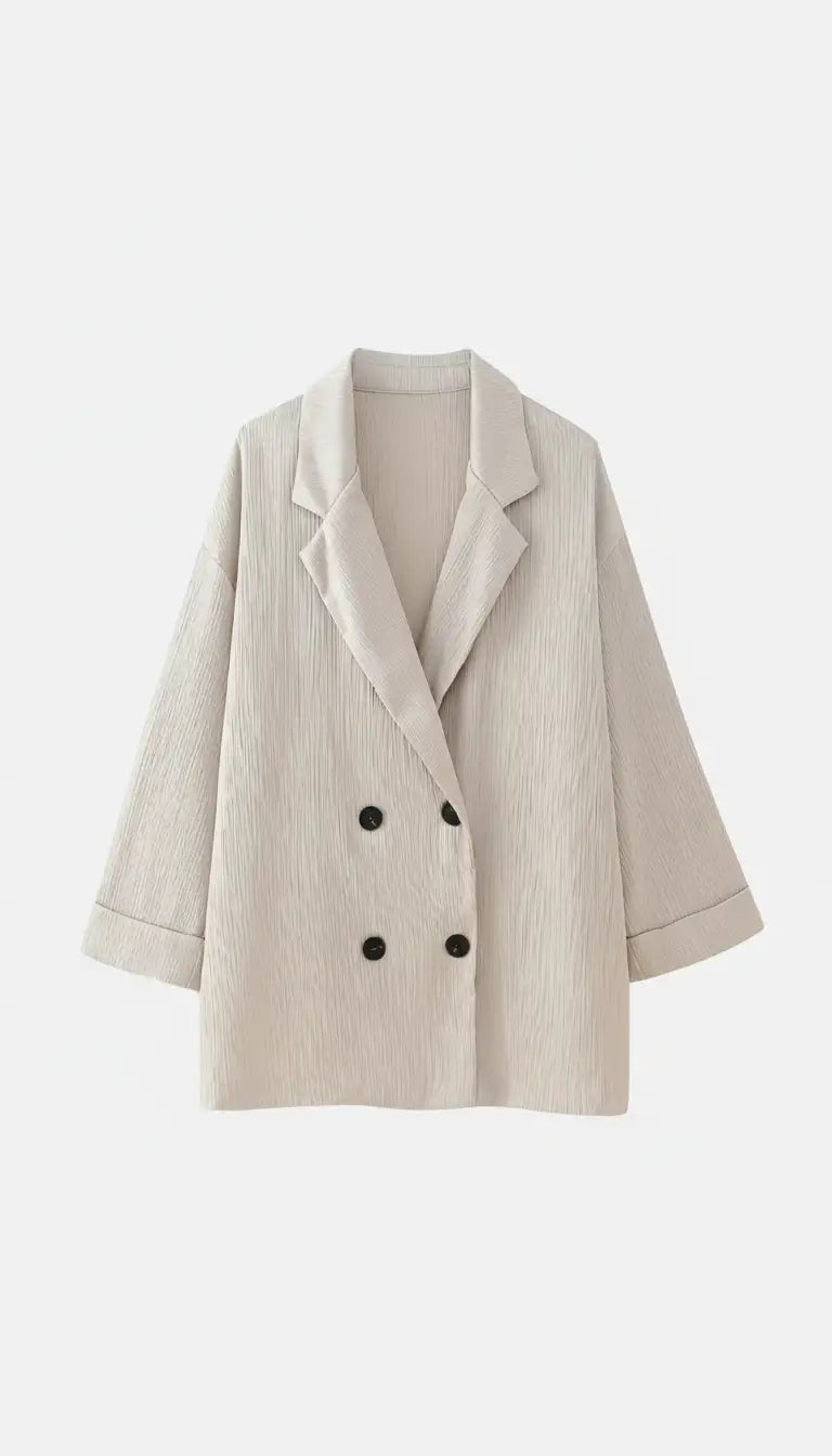 Women's 2-Piece Suit Set - Double Breasted V-Neck - Back View