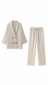 Women's 2-Piece Suit Set - Double Breasted V-Neck - Side View