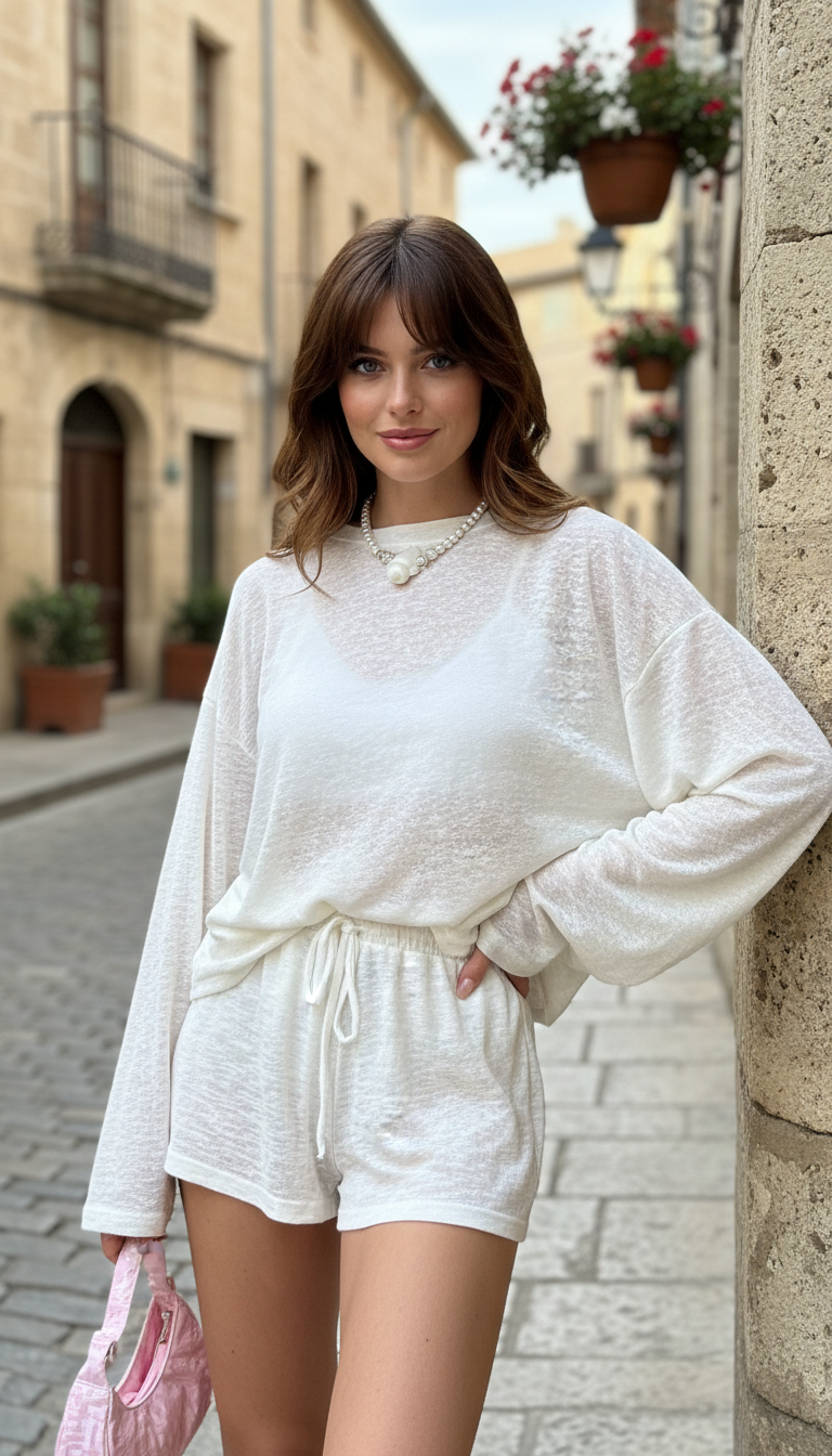 OURYE Women's Knit Two-Piece Set - Relaxed in White