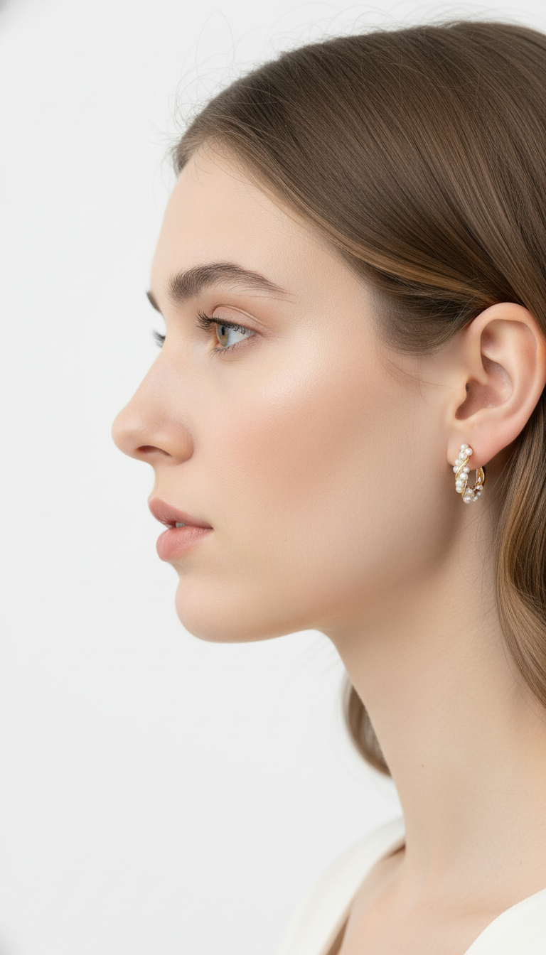 OURYE Pearl Hoop Earrings