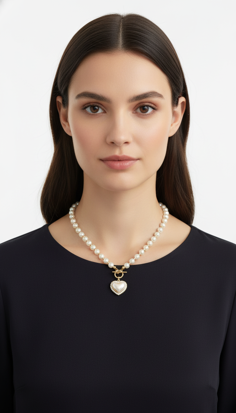 OURYE Women's Pearl Pendant Necklace - Gold
