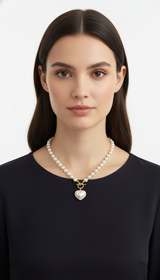 OURYE Women's Pearl Pendant Necklace - Gold