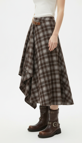 OURYE Women's Plaid Midi Skirt - A Line