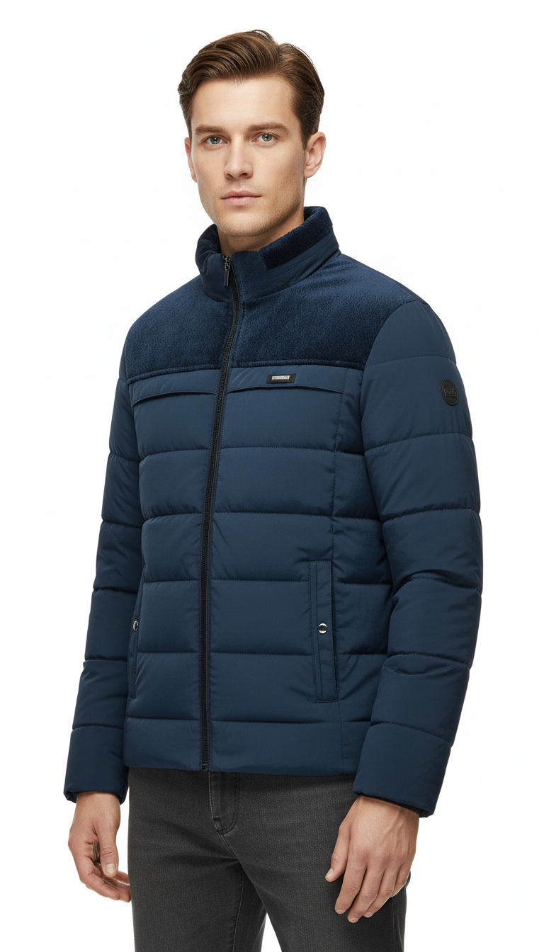 OURYE Men's Padded Puffer Jacket - Relaxed in Blue