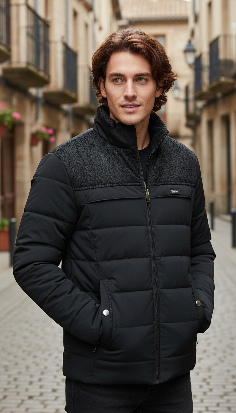 OURYE Men's Padded Puffer Jacket - Relaxed in Blue