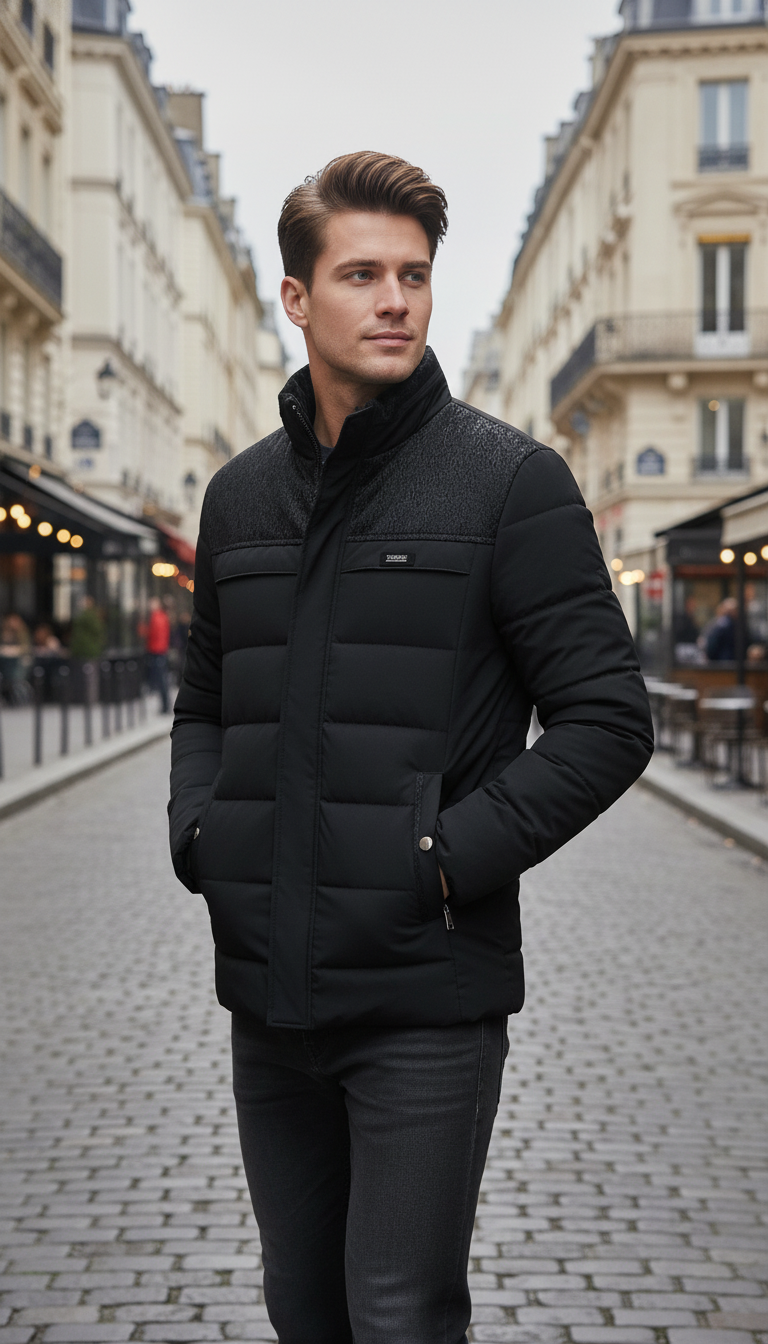 OURYE Men's Padded Puffer Jacket - Relaxed in Blue