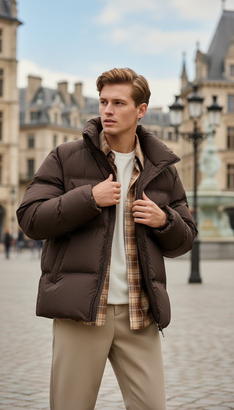 OURYE Men's Padded Puffer Jacket - Relaxed