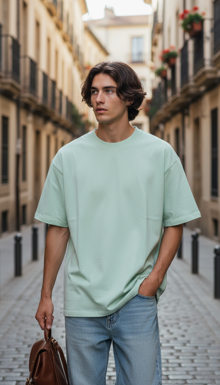 OURYE Men's Cotton T-Shirt - Oversized