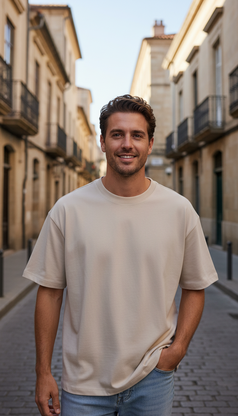 OURYE Men's Cotton T-Shirt - Oversized