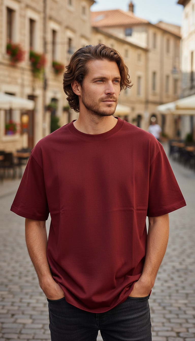 OURYE Men's Cotton T-Shirt - Oversized