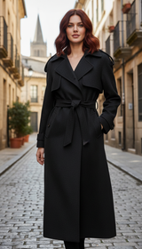 OURYE Women's Wool Trench Coat - Double-Breasted