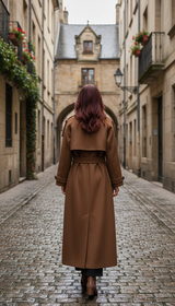 OURYE Women's Wool Trench Coat - Double-Breasted