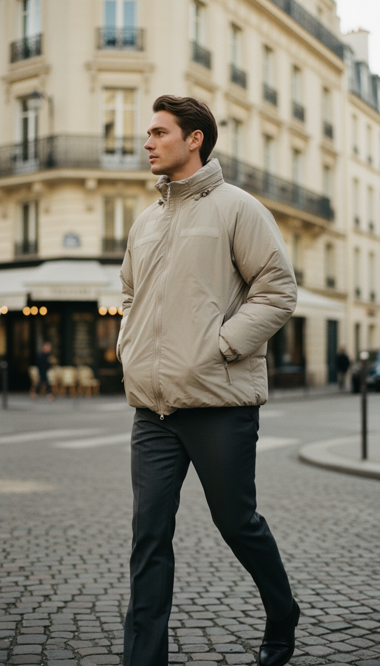 OURYE Men's Padded Puffer Jacket - Relaxed in Grey
