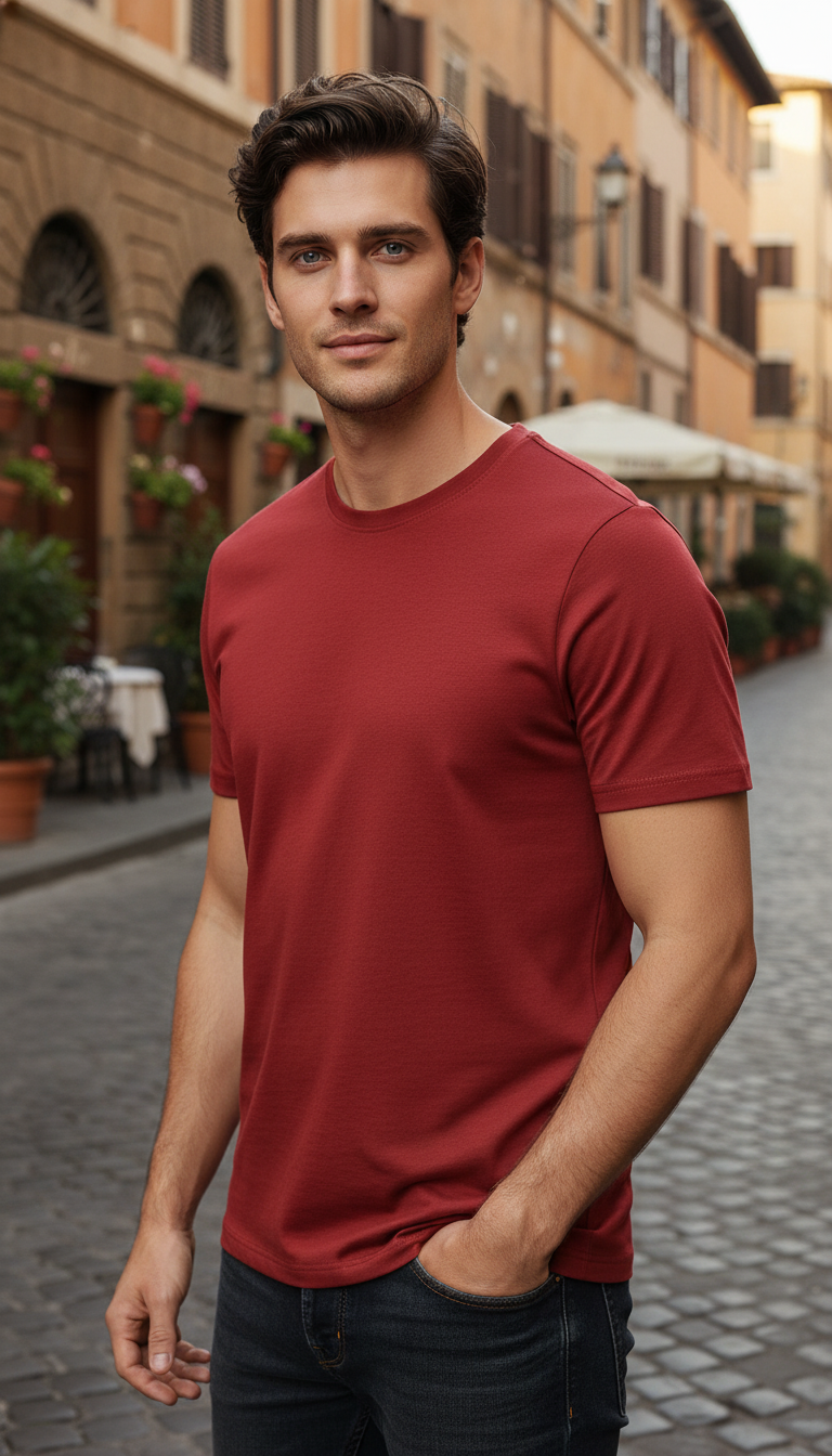 OURYE Men's Waffle Knit T-Shirt - Regular Fit