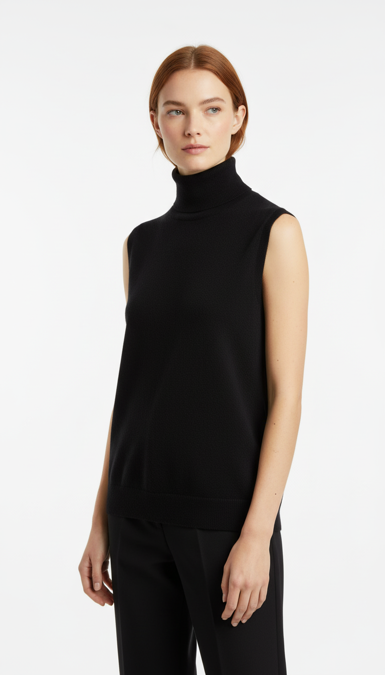 OURYE Women's Merino Wool Turtleneck Vest - Sleeveless