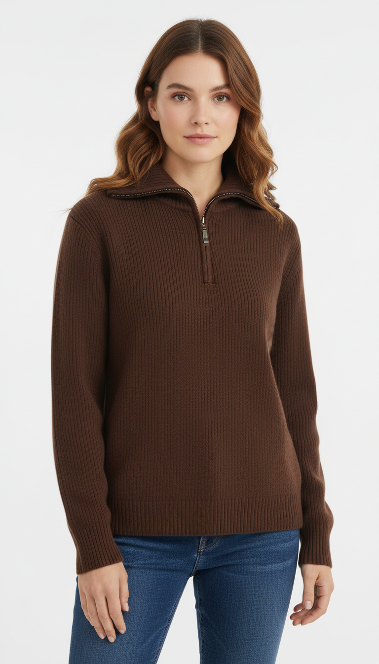 OURYE Women's Wool Half-Zip Sweater - Loose Fit