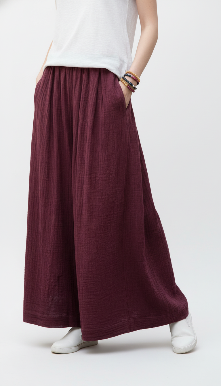 OURYE Women's Cotton Trousers - Wide Leg