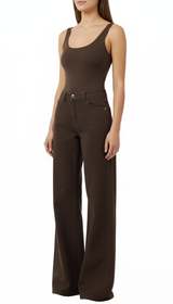 OURYE Women's Denim Wide Leg Jeans - High Waist in Brown