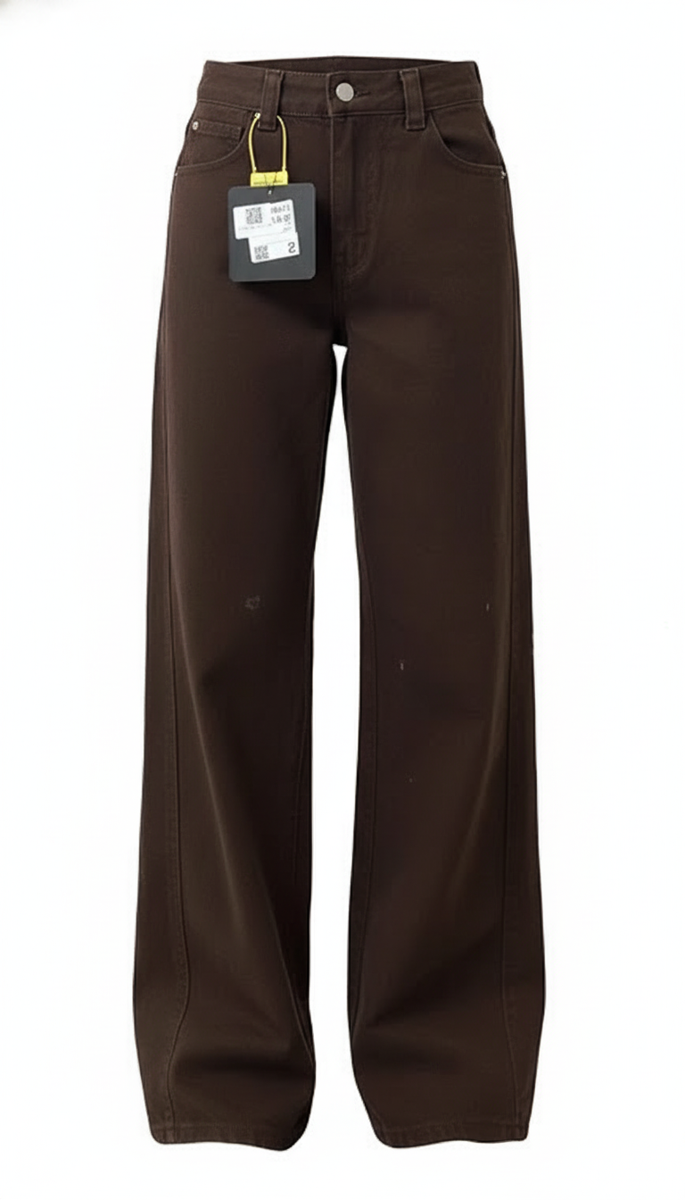 OURYE Women's Denim Wide Leg Jeans - High Waist in Brown